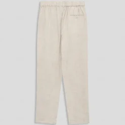 Men's 100% Linen Pants Trousers Drawstring Elastic Waist Straight Leg Plain Comfort Breathable Casual Daily Holiday Fashion Classic Style Beige
