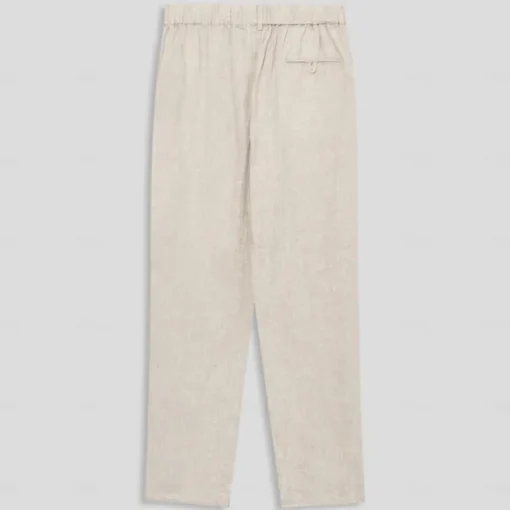 Men's 100% Linen Pants Trousers Drawstring Elastic Waist Straight Leg Plain Comfort Breathable Casual Daily Holiday Fashion Classic Style Beige