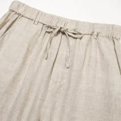 Men's 100% Linen Pants Trousers Drawstring Elastic Waist Straight Leg Plain Comfort Breathable Casual Daily Holiday Fashion Classic Style Beige