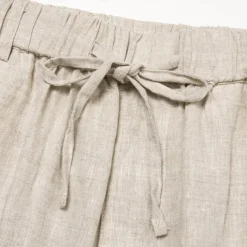 Men's 100% Linen Pants Trousers Drawstring Elastic Waist Straight Leg Plain Comfort Breathable Casual Daily Holiday Fashion Classic Style Beige