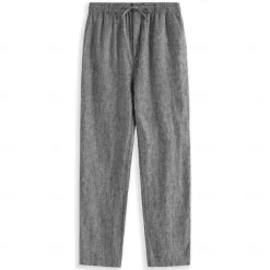 Men's 100% Linen Pants Trousers Casual Pants Drawstring Elastic Waist Straight Leg Plain Comfort Breathable Casual Daily Holiday Fashion Classic Style Dark Gray