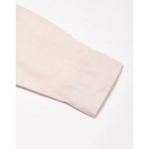 Men's 100% Linen Shirt Button Up Shirt White Pink Long Sleeve Plain Standing Collar Spring & Fall Outdoor Daily Clothing Apparel Ruched
