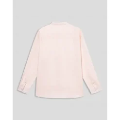 Men's 100% Linen Shirt Button Up Shirt White Pink Long Sleeve Plain Standing Collar Spring & Fall Outdoor Daily Clothing Apparel Ruched