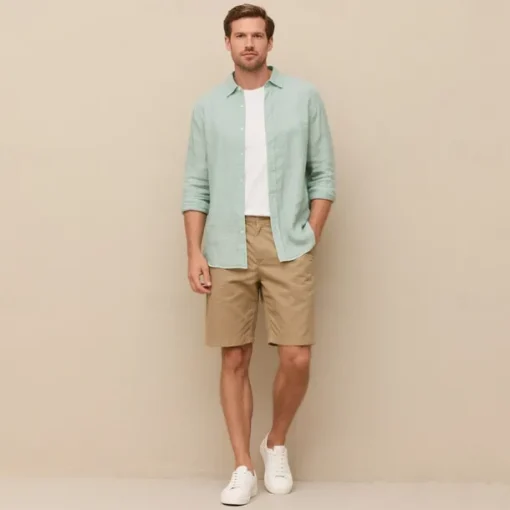 Men's 100% Linen Shirt Button Down Shirt Casual Shirt Solid Color Formal Casual White Light Green Red Dark Navy Long Sleeve Turndown Summer Winter Clothing Apparel Plain
