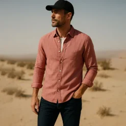 Men's 100% Linen Shirt Button Down Shirt Casual Shirt Solid Color Formal Casual White Light Green Red Dark Navy Long Sleeve Turndown Summer Winter Clothing Apparel Plain