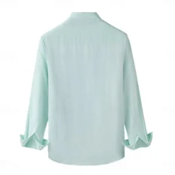 Men's 100% Linen Shirt Button Down Shirt Casual Shirt Solid Color Formal Casual White Light Green Red Dark Navy Long Sleeve Turndown Summer Winter Clothing Apparel Plain