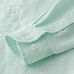 Men's 100% Linen Shirt Button Down Shirt Casual Shirt Solid Color Formal Casual White Light Green Red Dark Navy Long Sleeve Turndown Summer Winter Clothing Apparel Plain