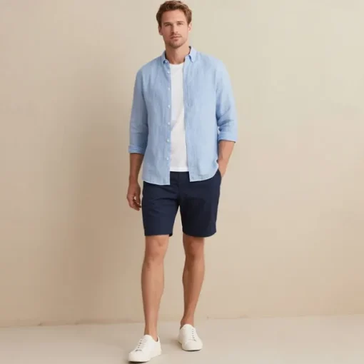 Men's 100% Linen Shirt Button Down Shirt Casual Shirt Solid Color Formal Casual White Light Green Red Dark Navy Long Sleeve Turndown Summer Winter Clothing Apparel Plain