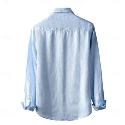 Men's 100% Linen Shirt Button Down Shirt Casual Shirt Solid Color Formal Casual White Light Green Red Dark Navy Long Sleeve Turndown Summer Winter Clothing Apparel Plain