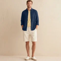 Men's 100% Linen Shirt Button Down Shirt Casual Shirt Solid Color Formal Casual White Light Green Red Dark Navy Long Sleeve Turndown Summer Winter Clothing Apparel Plain