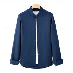 Men's 100% Linen Shirt Button Down Shirt Casual Shirt Solid Color Formal Casual White Light Green Red Dark Navy Long Sleeve Turndown Summer Winter Clothing Apparel Plain