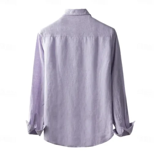 Men's 100% Linen Shirt Button Down Shirt Casual Shirt Solid Color Formal Casual White Light Green Red Dark Navy Long Sleeve Turndown Summer Winter Clothing Apparel Plain