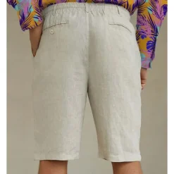 Men's 100% Linen Shorts Linen Shorts Beach Shorts Tie Front Elastic Waist Plain Breathability Comfortable Short Daily Beach Vacation Casual Beige