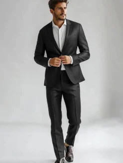 Men's 100% Linen Suits Linen Blazer Formal Wedding Party Lined Daily Coats / Jackets Spring & Fall Linen Solid Color Button Pocket Comfy Open Front Blazer Navy Blue