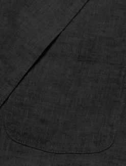 Men's 100% Linen Suits Linen Blazer Formal Wedding Party Lined Daily Coats / Jackets Spring & Fall Linen Solid Color Button Pocket Comfy Open Front Blazer Navy Blue