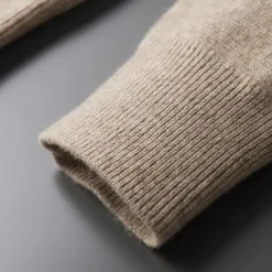 Men's 100% Merino Wool Zip Sweater Knit Zipper Solid Color Peter Pan Collar Knitwear Elegant Training Christmas Clothing Apparel Fall Winter Army Green Black S M L