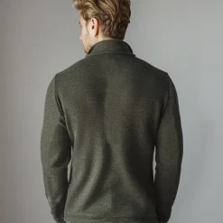 Men's 100% Merino Wool Zip Sweater Knit Zipper Solid Color Peter Pan Collar Knitwear Elegant Training Christmas Clothing Apparel Fall Winter Army Green Black S M L