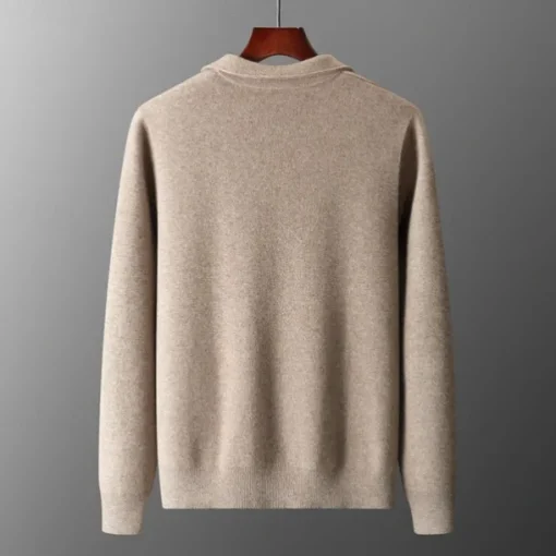 Men's 100% Merino Wool Zip Sweater Knit Zipper Solid Color Peter Pan Collar Knitwear Elegant Training Christmas Clothing Apparel Fall Winter Army Green Black S M L