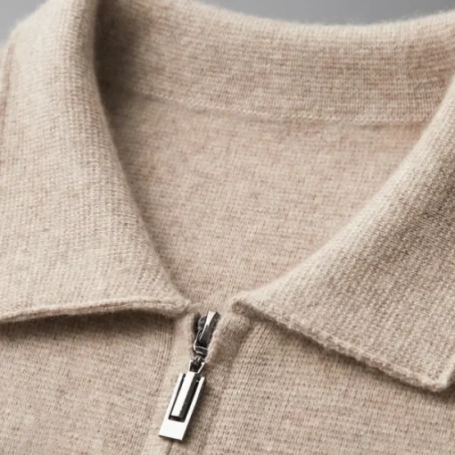 Men's 100% Merino Wool Zip Sweater Knit Zipper Solid Color Peter Pan Collar Knitwear Elegant Training Christmas Clothing Apparel Fall Winter Army Green Black S M L