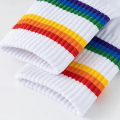Men's 2 Pack Multi Packs Socks Crew Socks Running Socks Casual Socks Black White Color Rainbow Sports & Outdoor Daily Vacation Basic Medium Spring Fall Fashion Casual