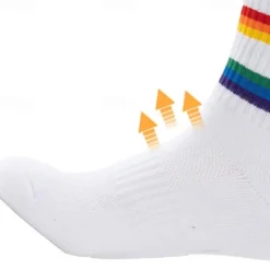 Men's 2 Pack Multi Packs Socks Crew Socks Running Socks Casual Socks Black White Color Rainbow Sports & Outdoor Daily Vacation Basic Medium Spring Fall Fashion Casual