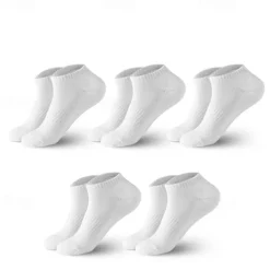 Men's 5 Pack Multi Packs Socks Crew Socks Running Socks Casual Socks No Show Socks Hosiery Black White Color Plain Sports & Outdoor Casual Daily Basic Medium Spring Fall Fashion