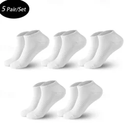 Men's 5 Pack Multi Packs Socks Crew Socks Running Socks Casual Socks No Show Socks Hosiery Black White Color Plain Sports & Outdoor Casual Daily Basic Medium Spring Fall Fashion