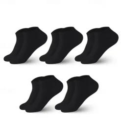 Men's 5 Pack Multi Packs Socks Crew Socks Running Socks Casual Socks No Show Socks Hosiery Black White Color Plain Sports & Outdoor Casual Daily Basic Medium Spring Fall Fashion