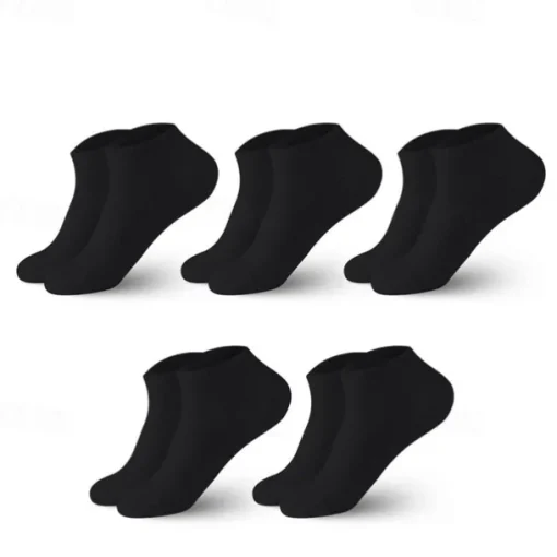 Men's 5 Pack Multi Packs Socks Crew Socks Running Socks Casual Socks No Show Socks Hosiery Black White Color Plain Sports & Outdoor Casual Daily Basic Medium Spring Fall Fashion