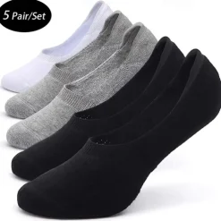 Men's 5 Pack Multi Packs Socks Ankle Socks Low Cut Socks Casual Socks Black White Color Plain Sports & Outdoor Daily Vacation Basic Medium Spring Fall Fashion Casual