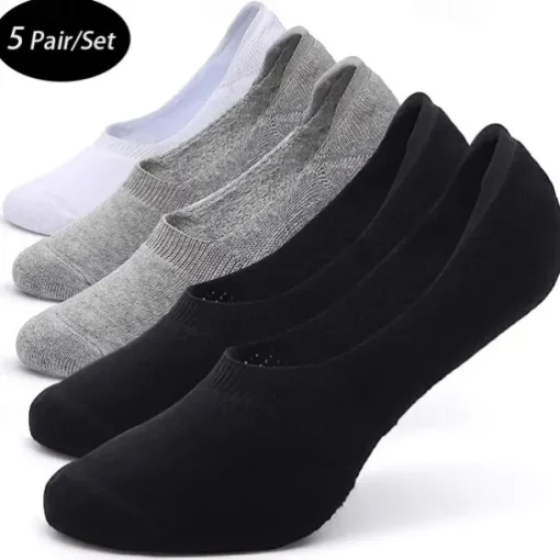 Men's 5 Pack Multi Packs Socks Ankle Socks Low Cut Socks Casual Socks Black White Color Plain Sports & Outdoor Daily Vacation Basic Medium Spring Fall Fashion Casual