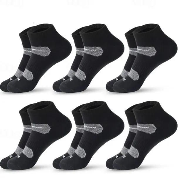 Men's 6 Pack Multi Packs Socks Ankle Socks Low Cut Socks Running Socks Casual Socks Black White Color Plain Sports & Outdoor Casual Daily Basic Medium Spring Fall Fashion