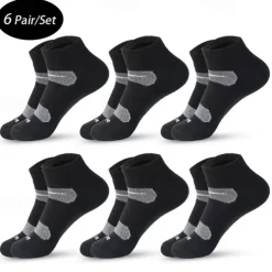 Men's 6 Pack Multi Packs Socks Ankle Socks Low Cut Socks Running Socks Casual Socks Black White Color Plain Sports & Outdoor Casual Daily Basic Medium Spring Fall Fashion