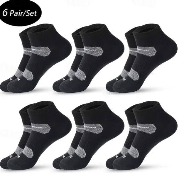 Men's 6 Pack Multi Packs Socks Ankle Socks Low Cut Socks Running Socks Casual Socks Black White Color Plain Sports & Outdoor Casual Daily Basic Medium Spring Fall Fashion