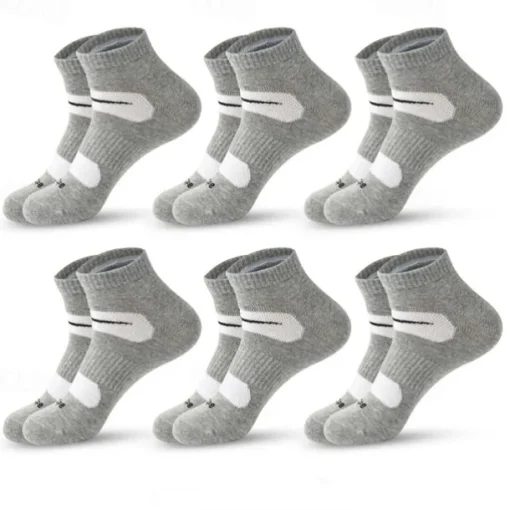 Men's 6 Pack Multi Packs Socks Ankle Socks Low Cut Socks Running Socks Casual Socks Black White Color Plain Sports & Outdoor Casual Daily Basic Medium Spring Fall Fashion