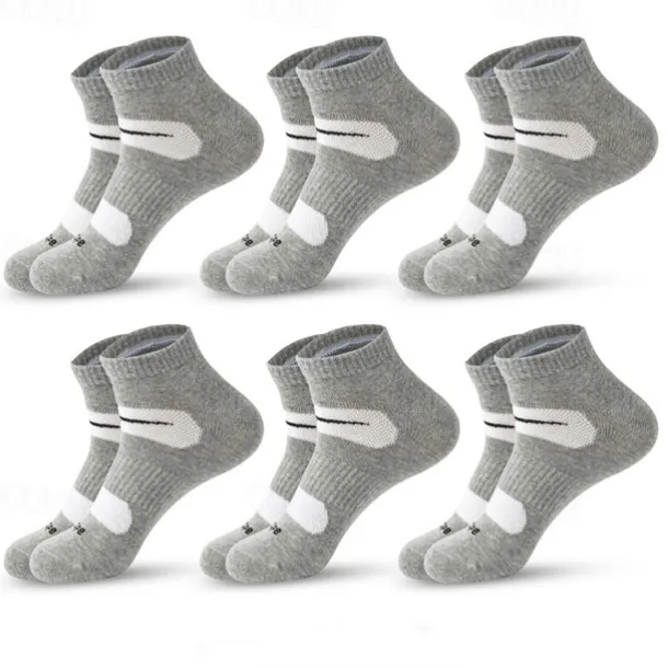 Men's 6 Pack Multi Packs Socks Ankle Socks Low Cut Socks Running Socks Casual Socks Black White Color Plain Sports & Outdoor Casual Daily Basic Medium Spring Fall Fashion