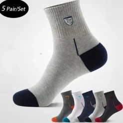 Men's 5 Pack Multi Packs Socks Crew Socks Running Socks Casual Socks Rainbow Color Color Block Sports & Outdoor Daily Vacation Basic Medium Spring Fall Fashion Casual