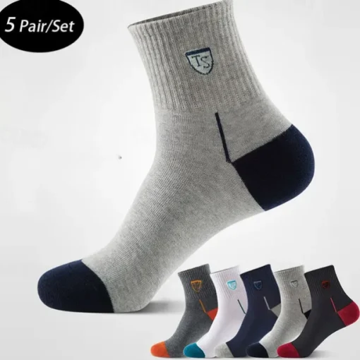 Men's 5 Pack Multi Packs Socks Crew Socks Running Socks Casual Socks Rainbow Color Color Block Sports & Outdoor Daily Vacation Basic Medium Spring Fall Fashion Casual