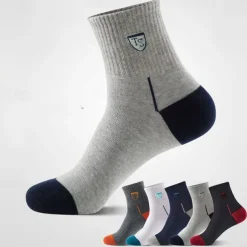 Men's 5 Pack Multi Packs Socks Crew Socks Running Socks Casual Socks Rainbow Color Color Block Sports & Outdoor Daily Vacation Basic Medium Spring Fall Fashion Casual