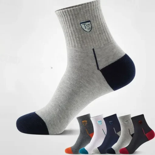 Men's 5 Pack Multi Packs Socks Crew Socks Running Socks Casual Socks Rainbow Color Color Block Sports & Outdoor Daily Vacation Basic Medium Spring Fall Fashion Casual