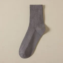 Men's 1 Pair 100% Cotton Socks Black White Color Solid Color Medium Spring Fall Winter Knitwear Elegant