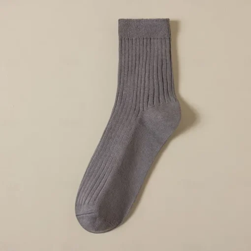 Men's 1 Pair 100% Cotton Socks Black White Color Solid Color Medium Spring Fall Winter Knitwear Elegant