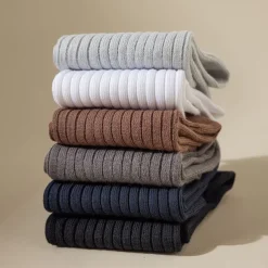 Men's 1 Pair 100% Cotton Socks Black White Color Solid Color Medium Spring Fall Winter Knitwear Elegant