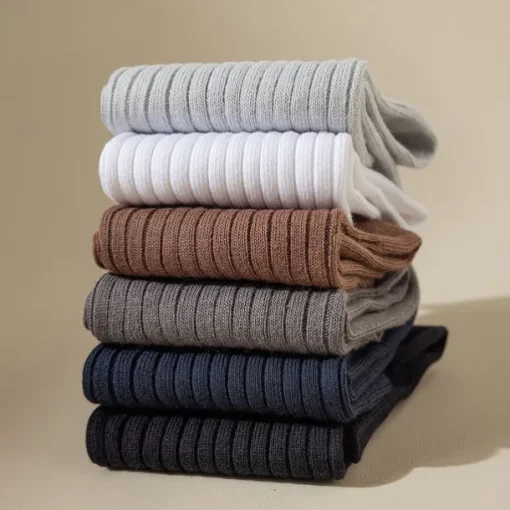 Men's 1 Pair 100% Cotton Socks Black White Color Solid Color Medium Spring Fall Winter Knitwear Elegant