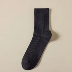 Men's 1 Pair 100% Cotton Socks Black White Color Solid Color Medium Spring Fall Winter Knitwear Elegant