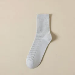 Men's 1 Pair 100% Cotton Socks Black White Color Solid Color Medium Spring Fall Winter Knitwear Elegant