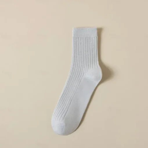 Men's 1 Pair 100% Cotton Socks Black White Color Solid Color Medium Spring Fall Winter Knitwear Elegant