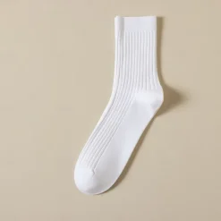 Men's 1 Pair 100% Cotton Socks Black White Color Solid Color Medium Spring Fall Winter Knitwear Elegant