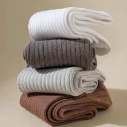 Men's 1 Pair 100% Cotton Socks Black White Color Solid Color Medium Spring Fall Winter Knitwear Elegant