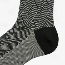 Men's 1 Pair Socks Black Color Plaid Plaid Checkered Geometry Formal Wedding Anniversary Thin Spring & Fall Knitwear Elegant